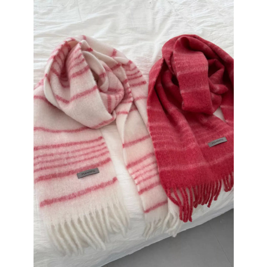 Cozy Striped Fringe Hem Scarf Apparel and Accessories