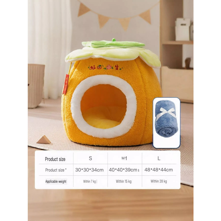 Cozy Tree Stump Pet Nest Sherbet + Blankets / S Apparel and Accessories
