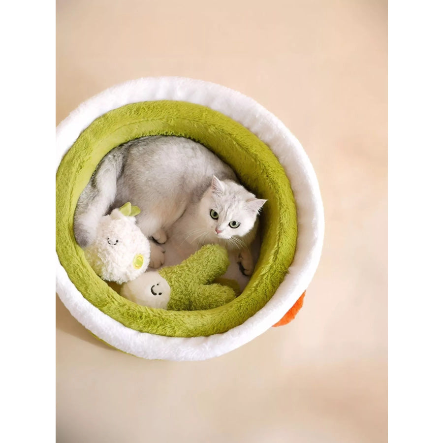 Cozy Warm Round Covered Semi-Enclosed Pet Nest Apparel and Accessories