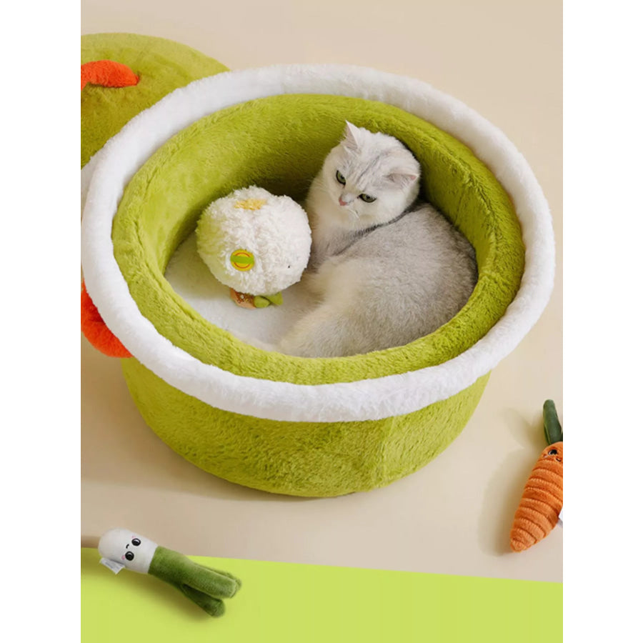 Cozy Warm Round Covered Semi-Enclosed Pet Nest Apparel and Accessories