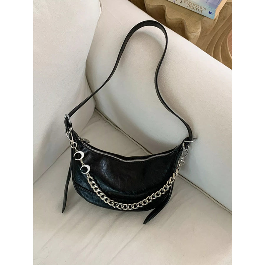 Crescent PU Leather Crossbody Bag Black / onesize Apparel and Accessories