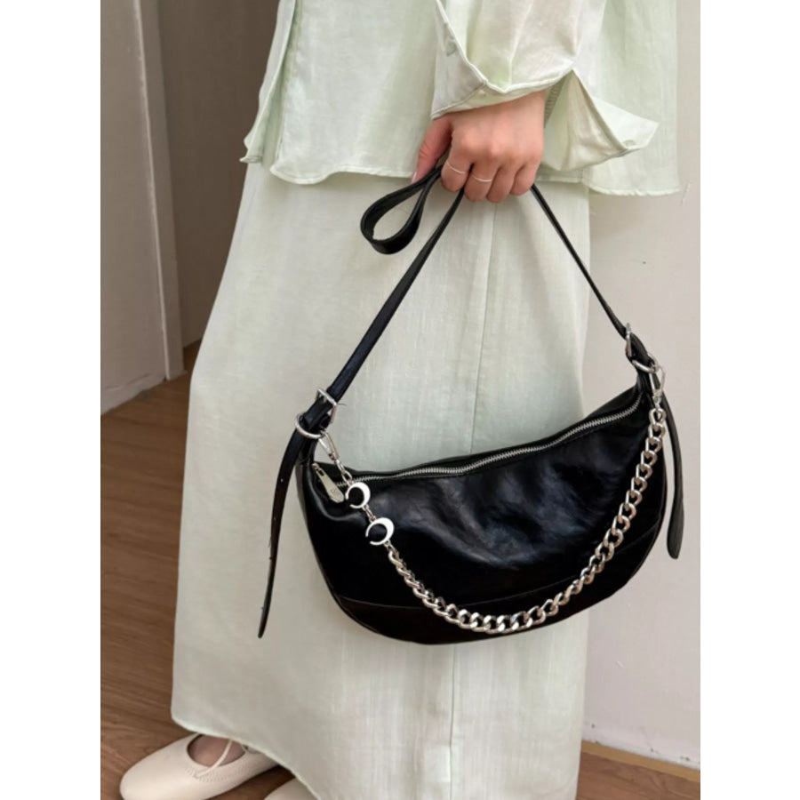 Crescent PU Leather Crossbody Bag Black / onesize Apparel and Accessories