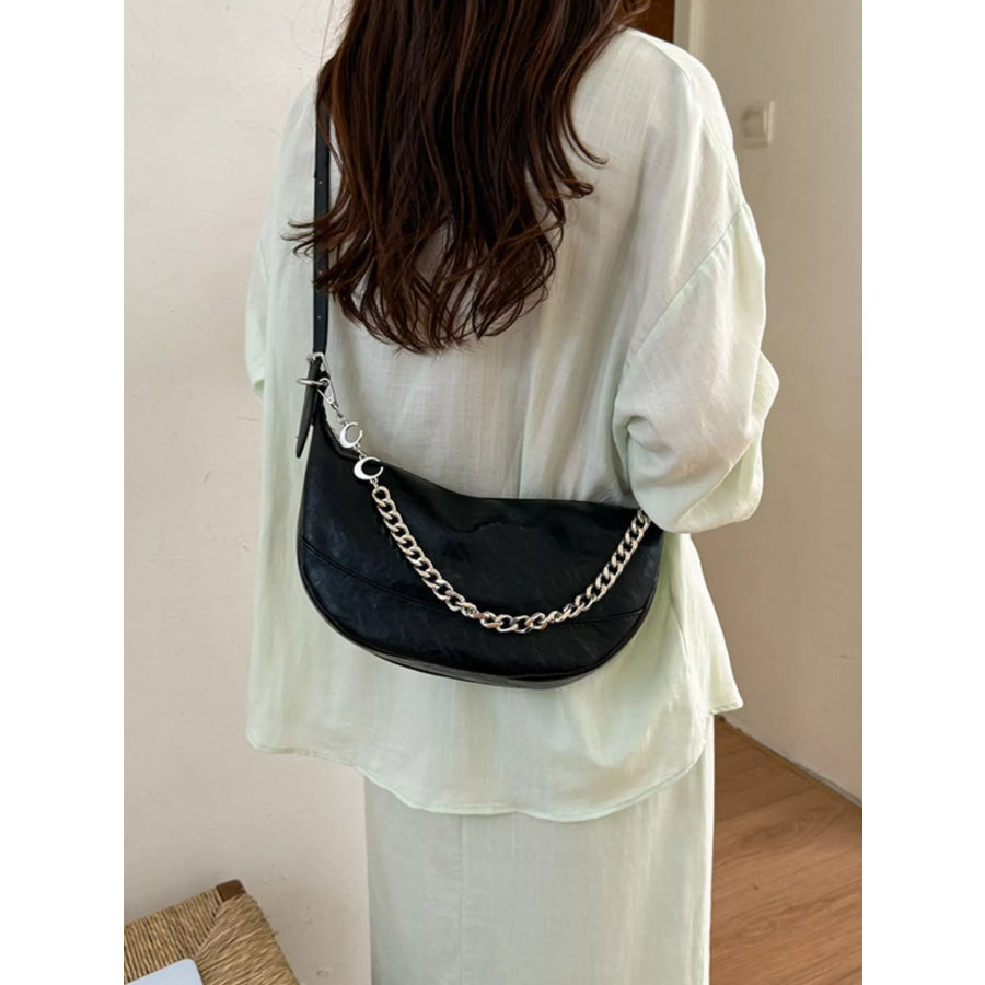 Crescent PU Leather Crossbody Bag Black / onesize Apparel and Accessories