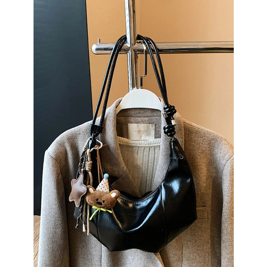 Crescent-Shaped Leather Shoulder Bag Apparel and Accessories