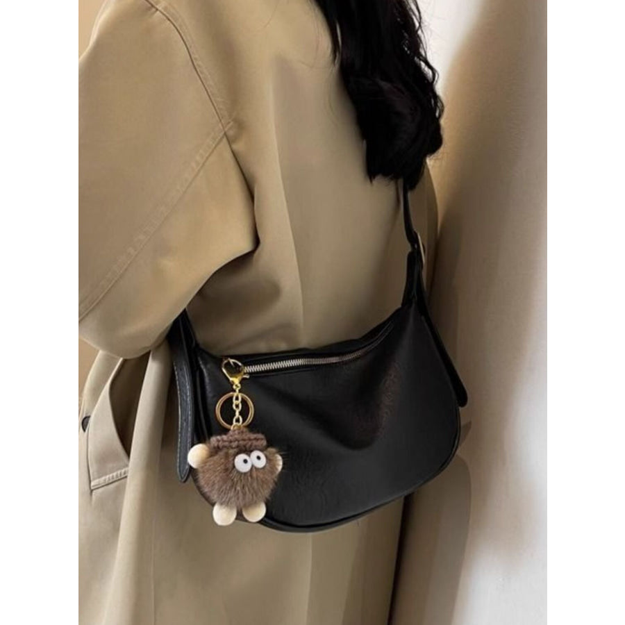 Crescent Shoulder Bag with Plush Charm Apparel and Accessories