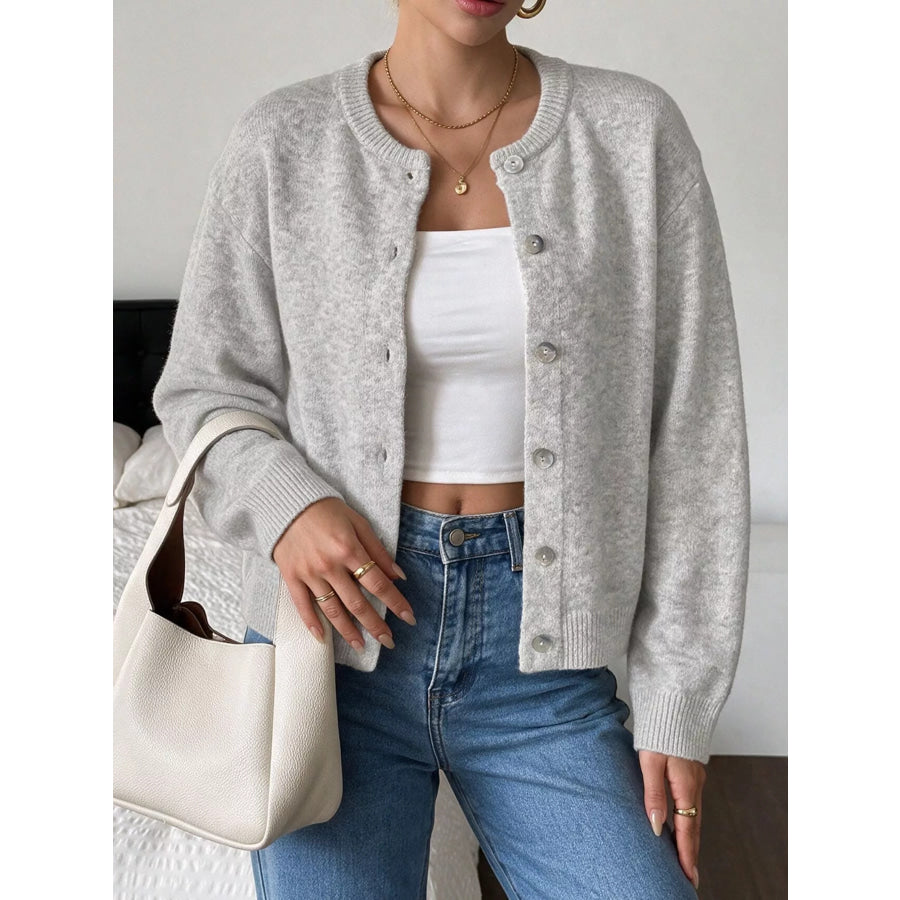 Crew Neck Button-Down Cardigan Apparel and Accessories