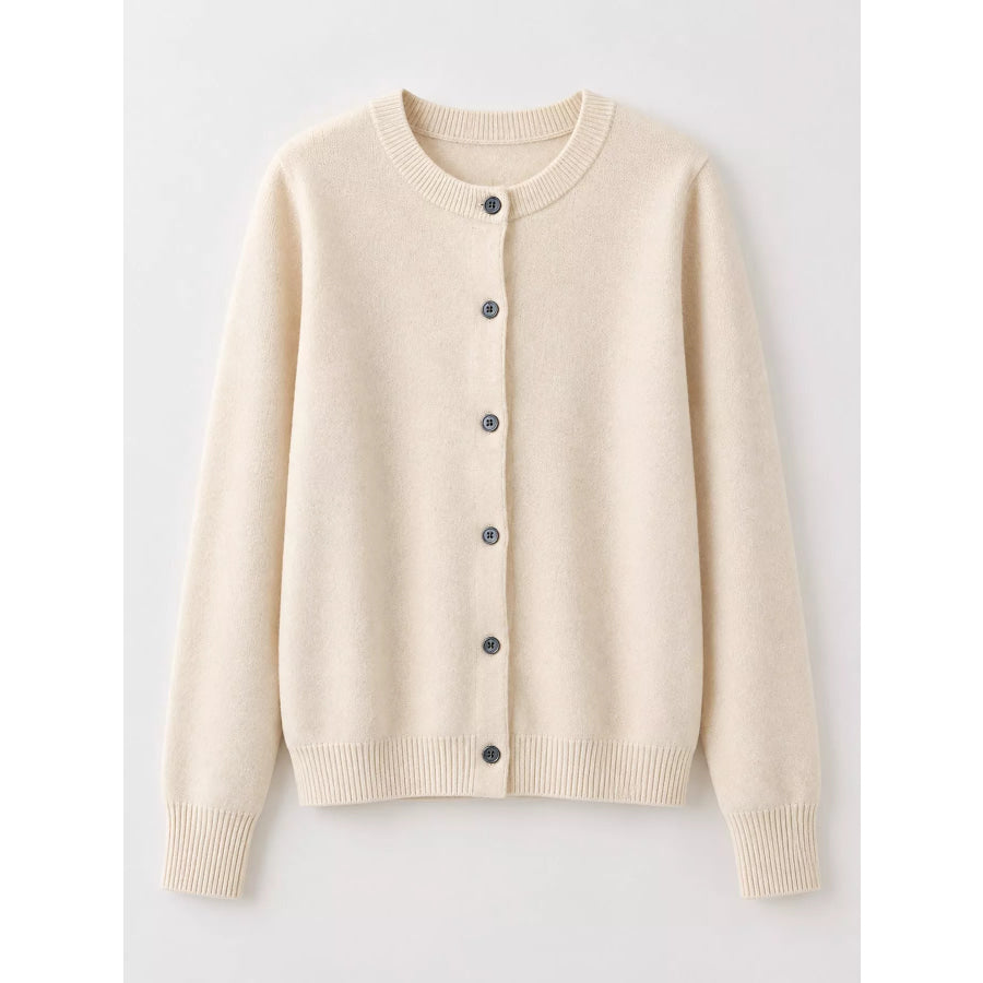 Crew Neck Button-Down Cardigan Apparel and Accessories