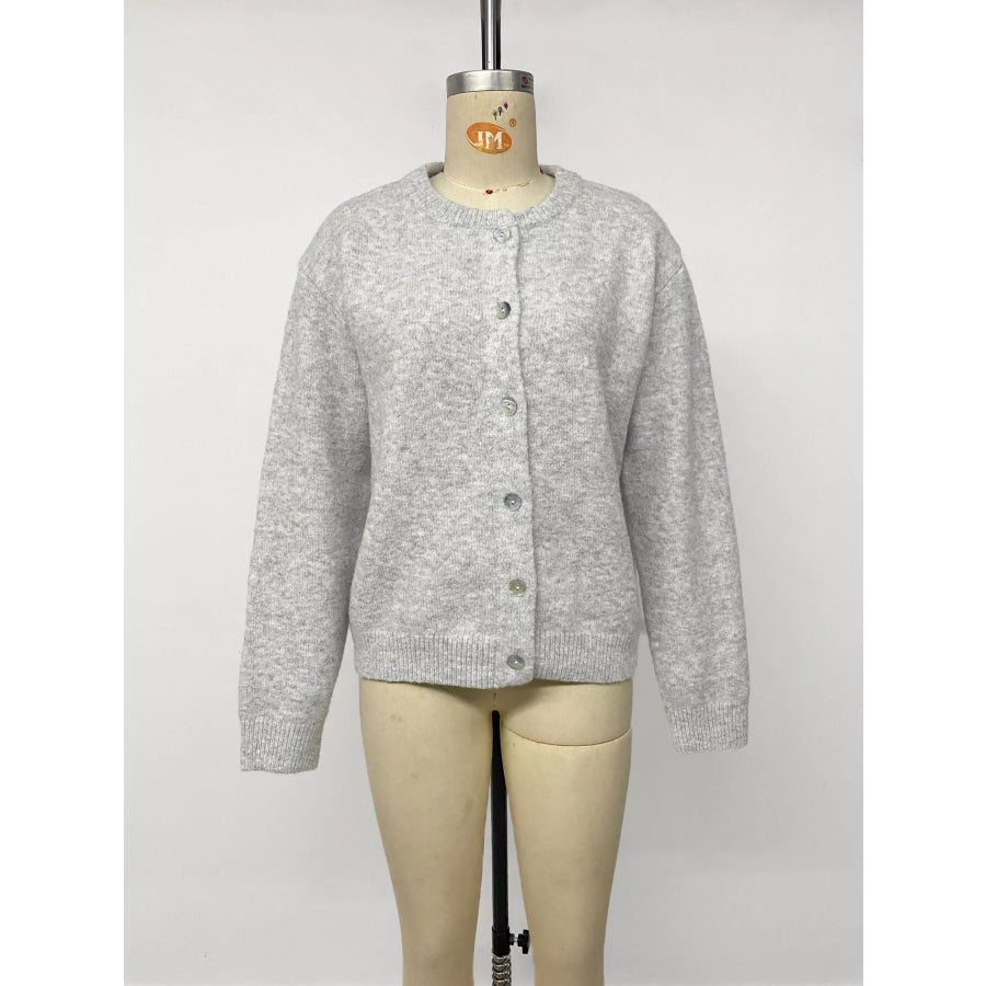 Crew Neck Button-Down Cardigan Apparel and Accessories