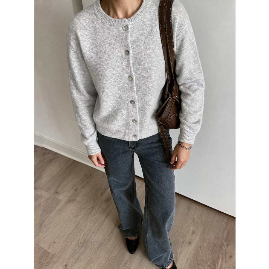 Crew Neck Button-Down Cardigan Apparel and Accessories