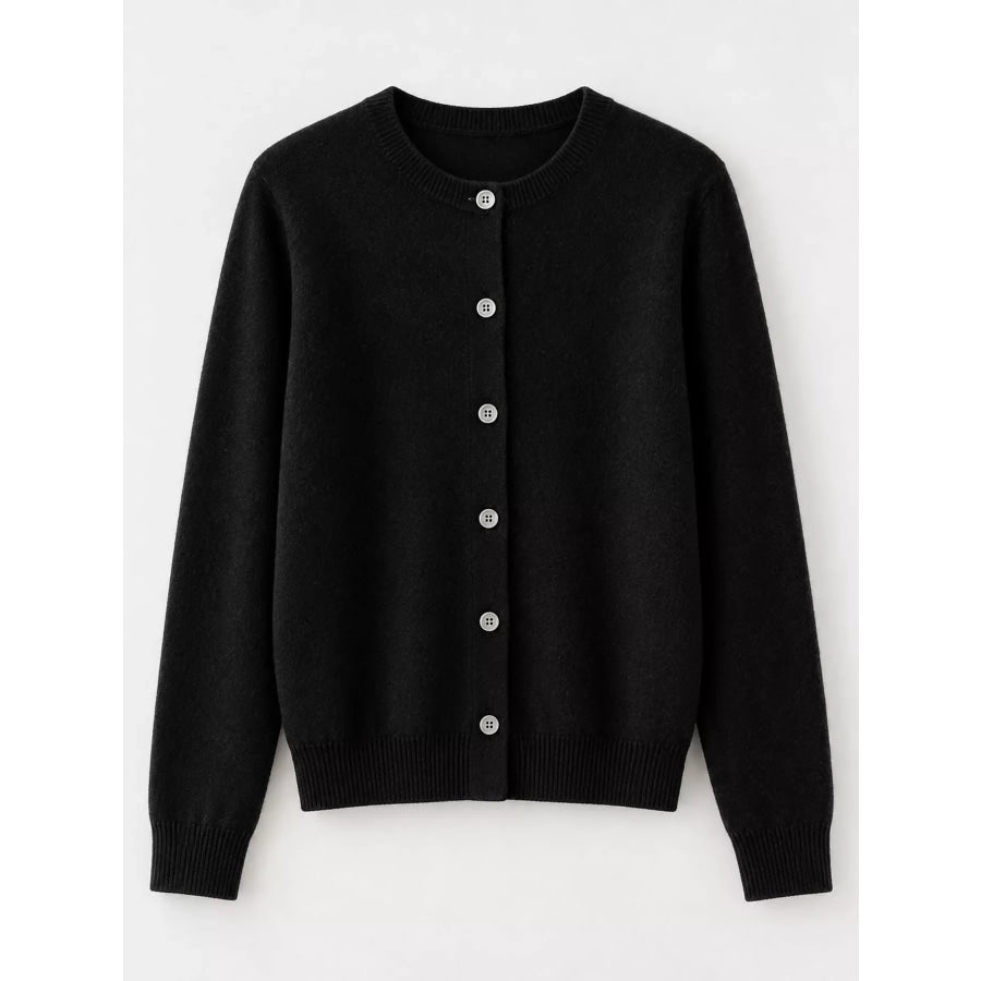Crew Neck Button-Down Cardigan Apparel and Accessories