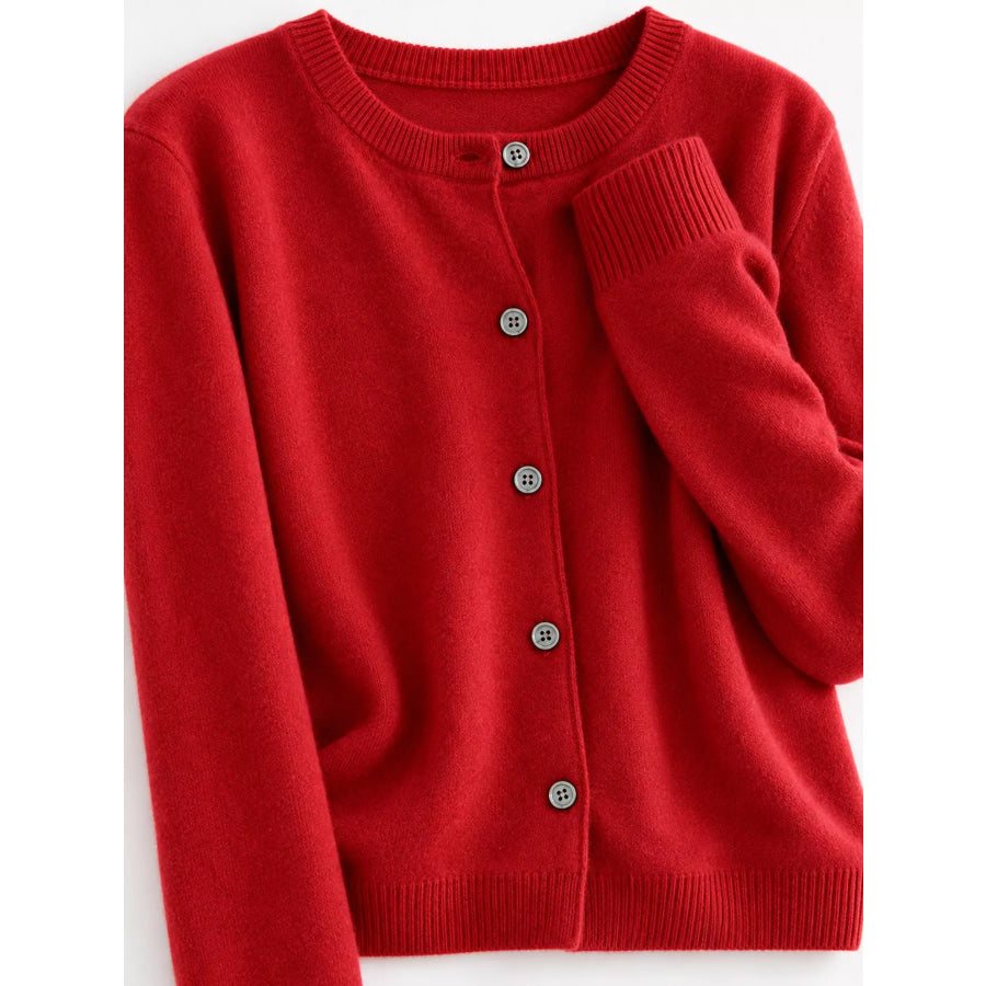 Crew Neck Button-Down Cardigan Apparel and Accessories