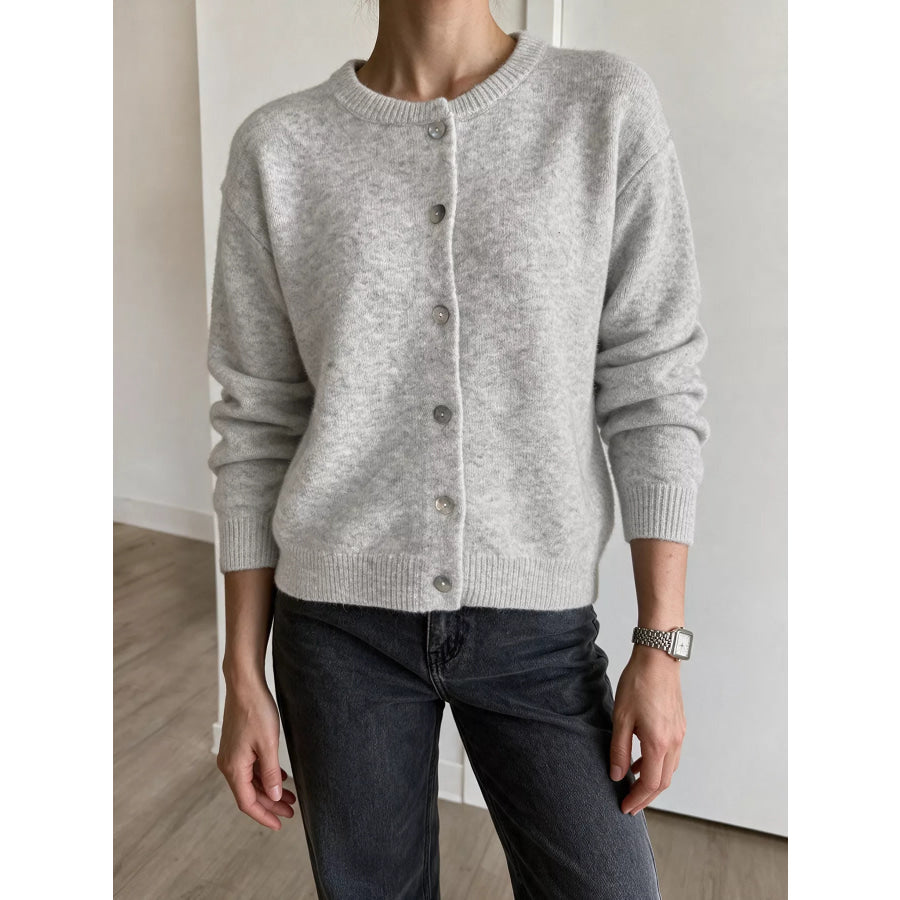 Crew Neck Button-Down Cardigan Apparel and Accessories