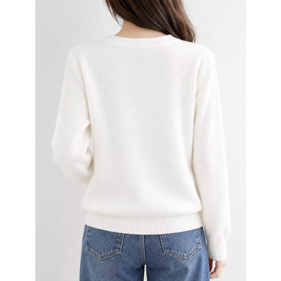 Crew Neck Button-Down Cardigan Apparel and Accessories
