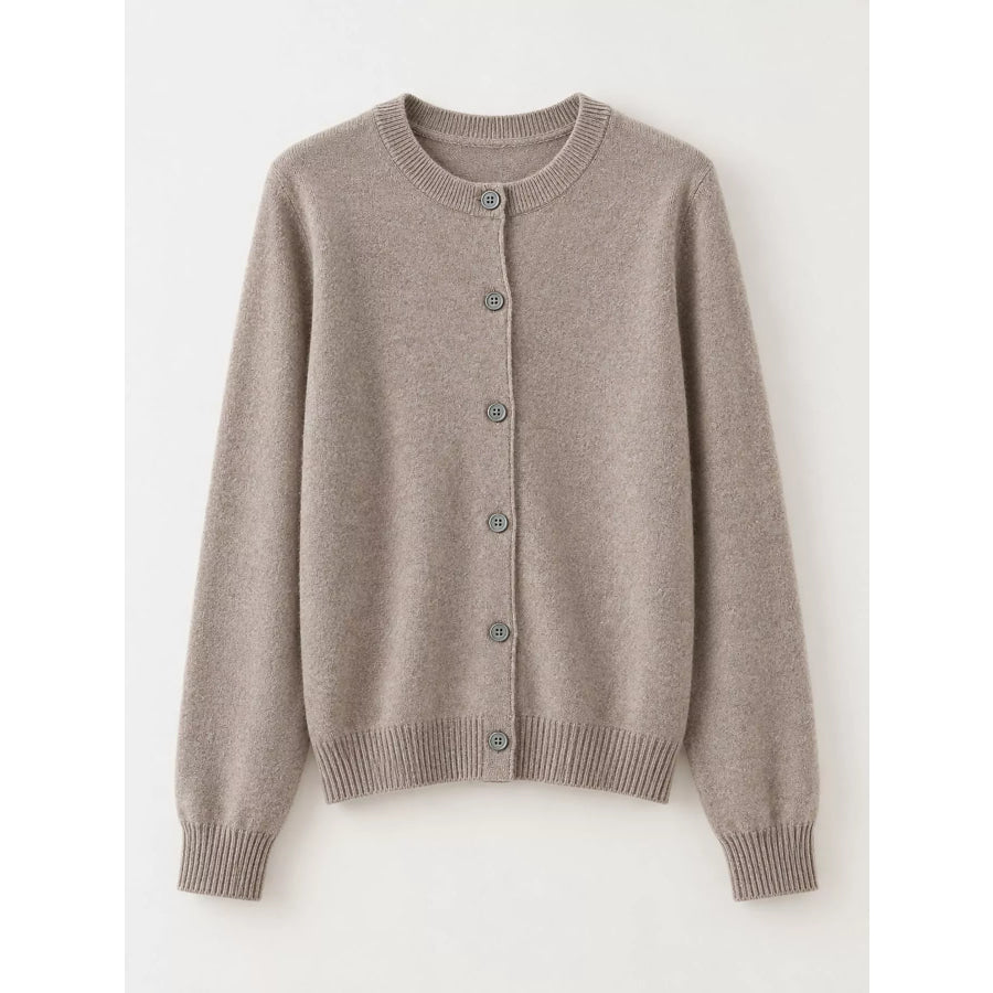 Crew Neck Button-Down Cardigan Apparel and Accessories