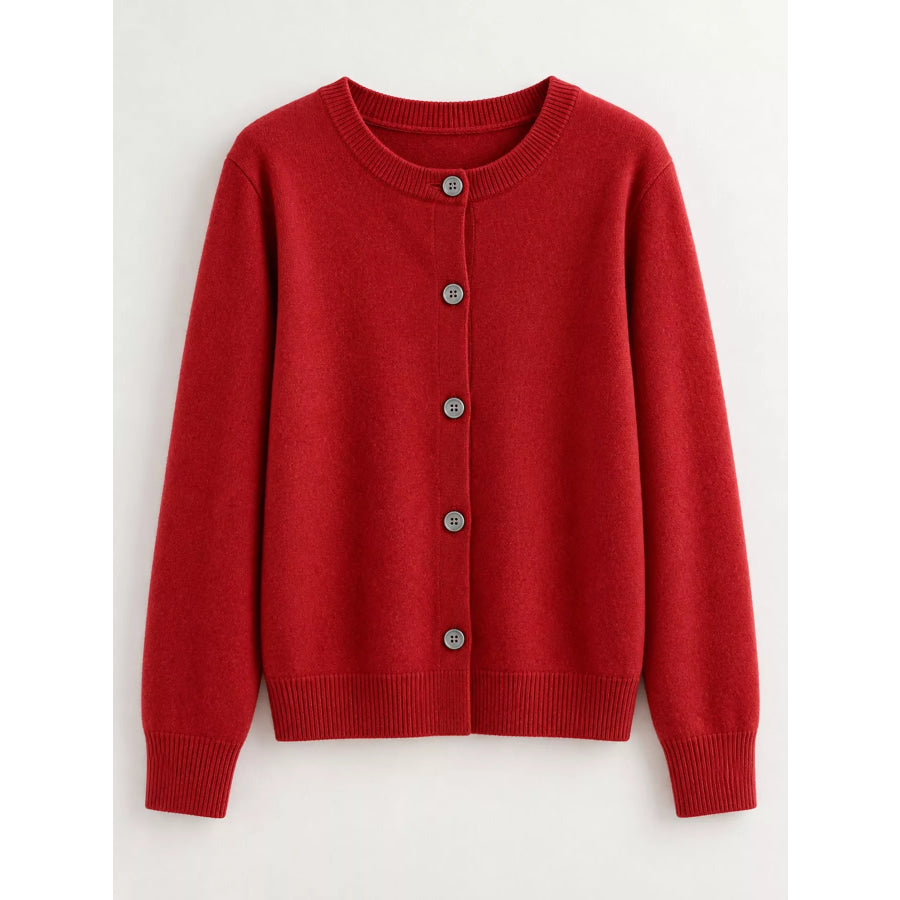 Crew Neck Button-Down Cardigan Apparel and Accessories
