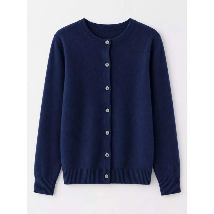 Crew Neck Button-Down Cardigan Apparel and Accessories