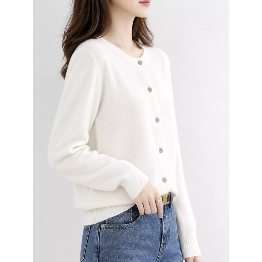 Crew Neck Button-Down Cardigan Apparel and Accessories