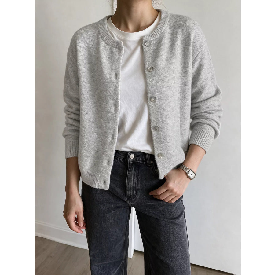 Crew Neck Button-Down Cardigan Apparel and Accessories
