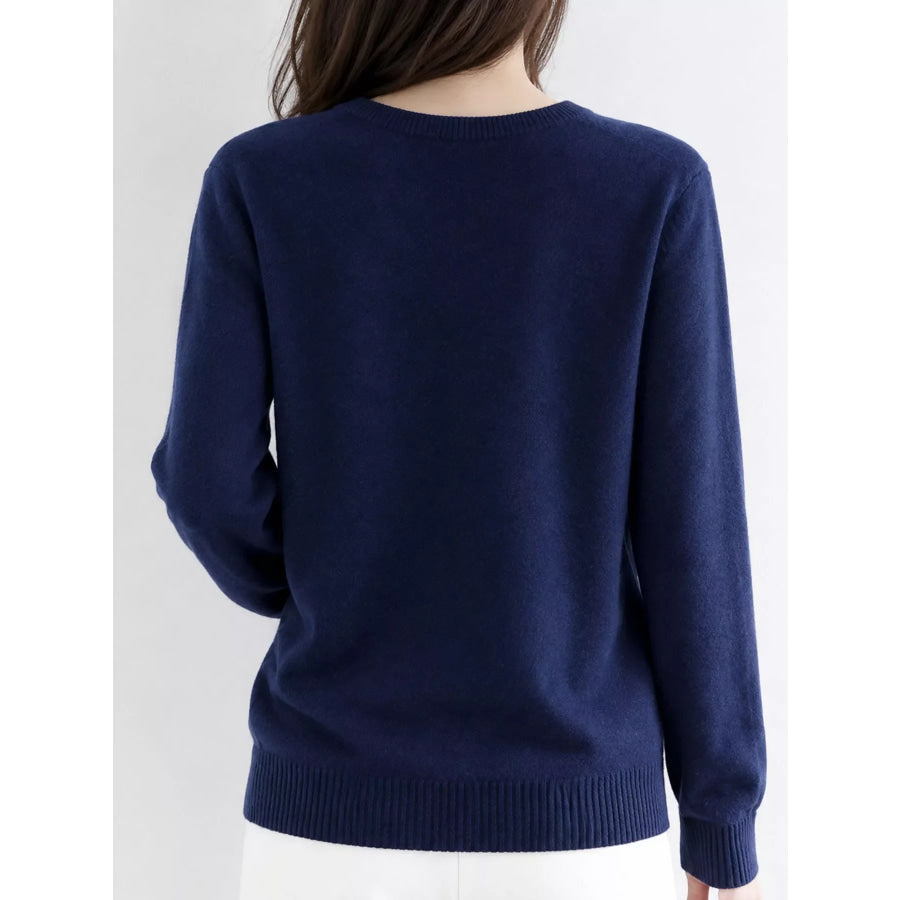 Crew Neck Button-Down Cardigan Apparel and Accessories