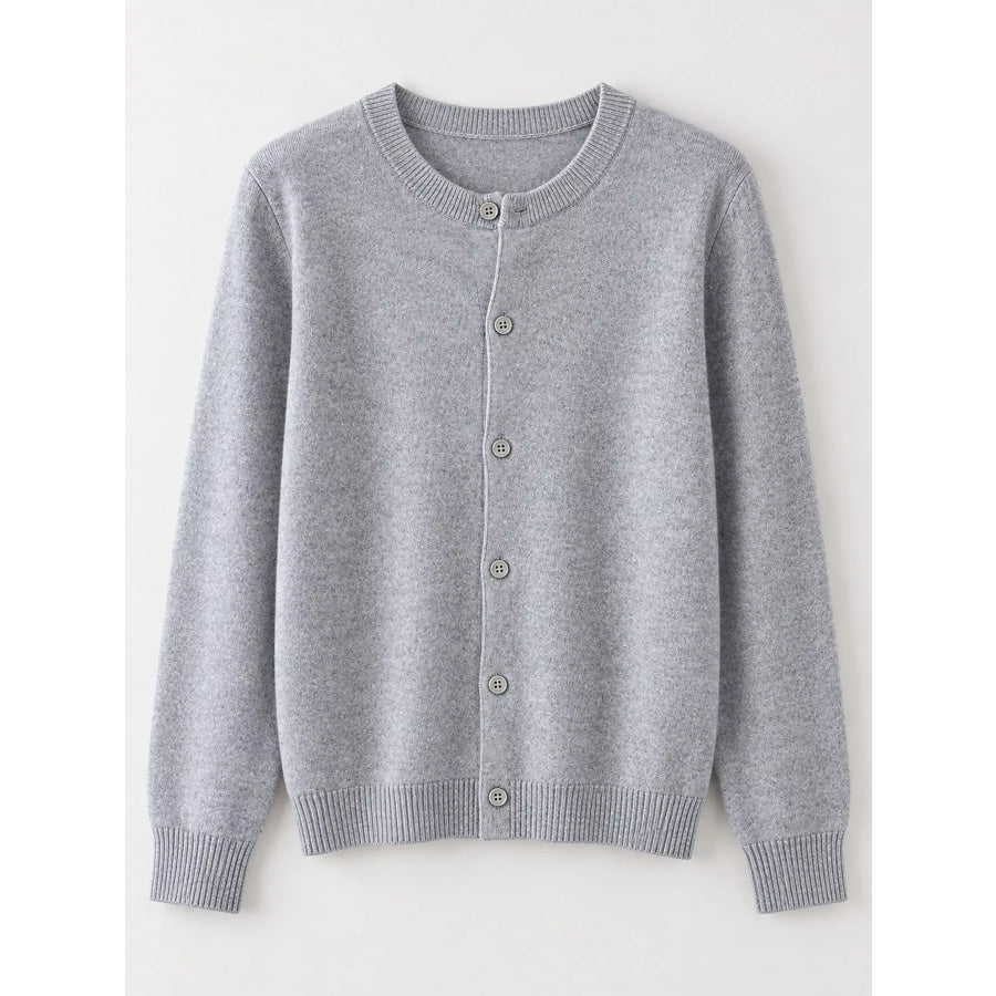 Crew Neck Button-Down Cardigan Apparel and Accessories
