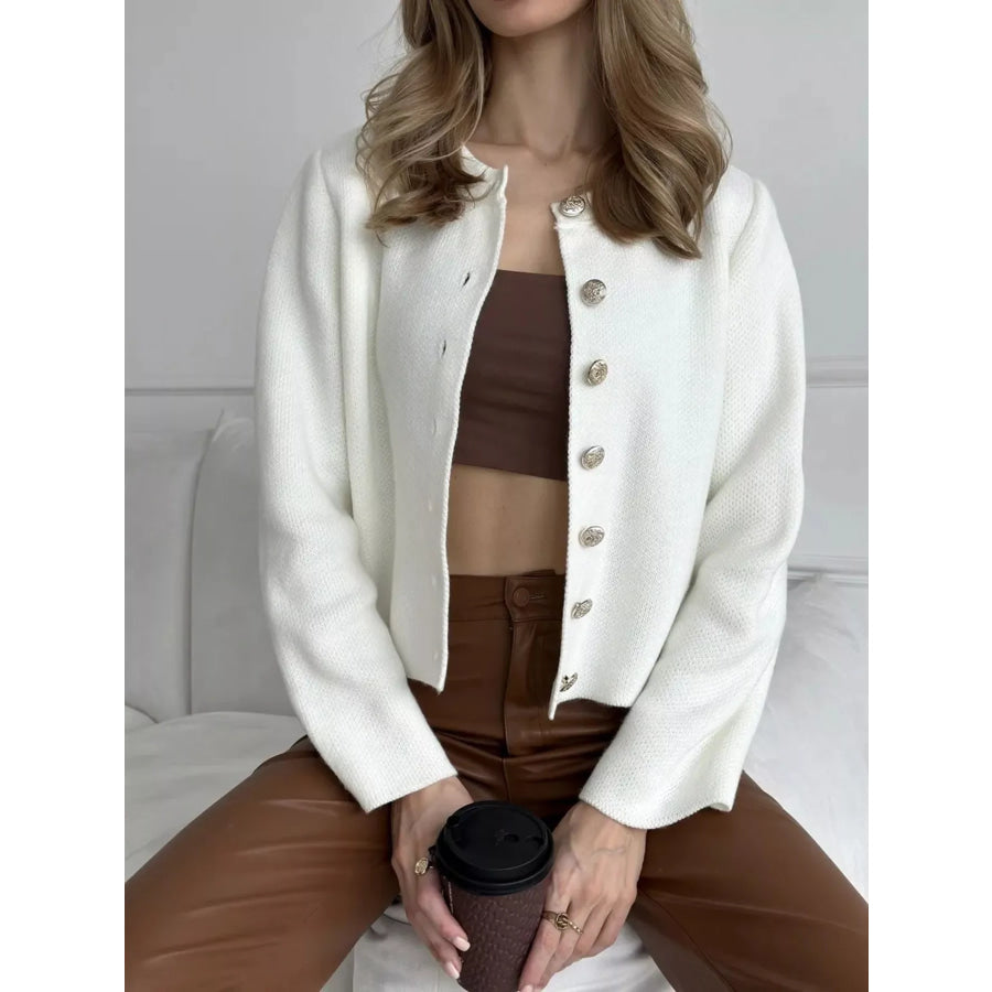 Crew-Neck Button Down Cardigan Apparel and Accessories