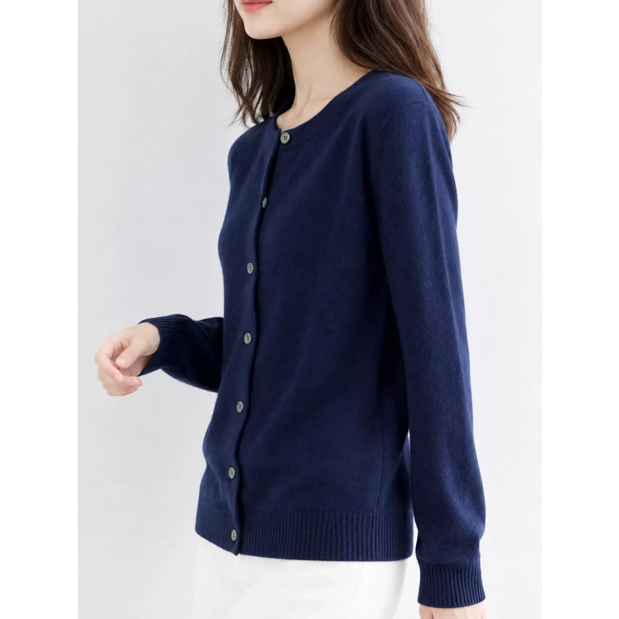 Crew Neck Button-Down Cardigan Apparel and Accessories