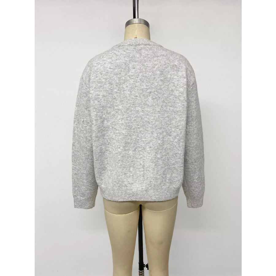 Crew Neck Button-Down Cardigan Apparel and Accessories