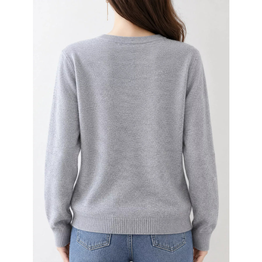 Crew Neck Button-Down Cardigan Apparel and Accessories