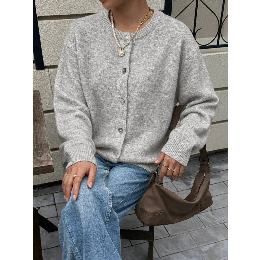 Crew Neck Button-Down Cardigan Apparel and Accessories