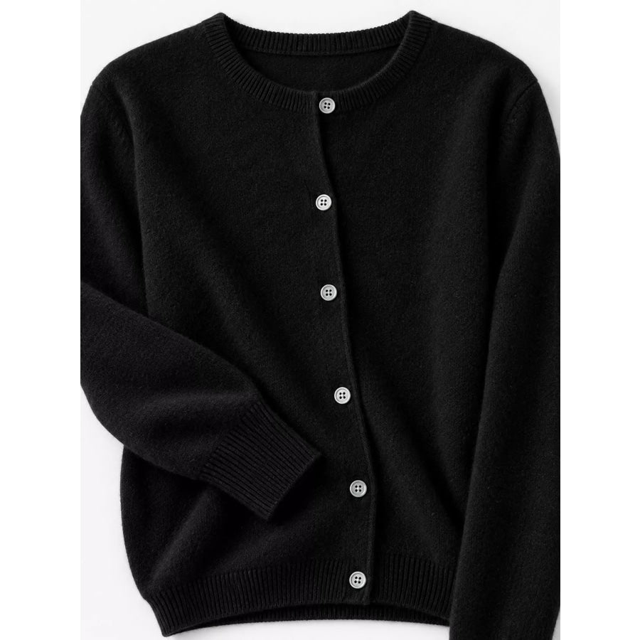Crew Neck Button-Down Cardigan Apparel and Accessories