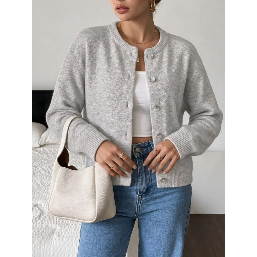 Crew Neck Button-Down Cardigan Apparel and Accessories