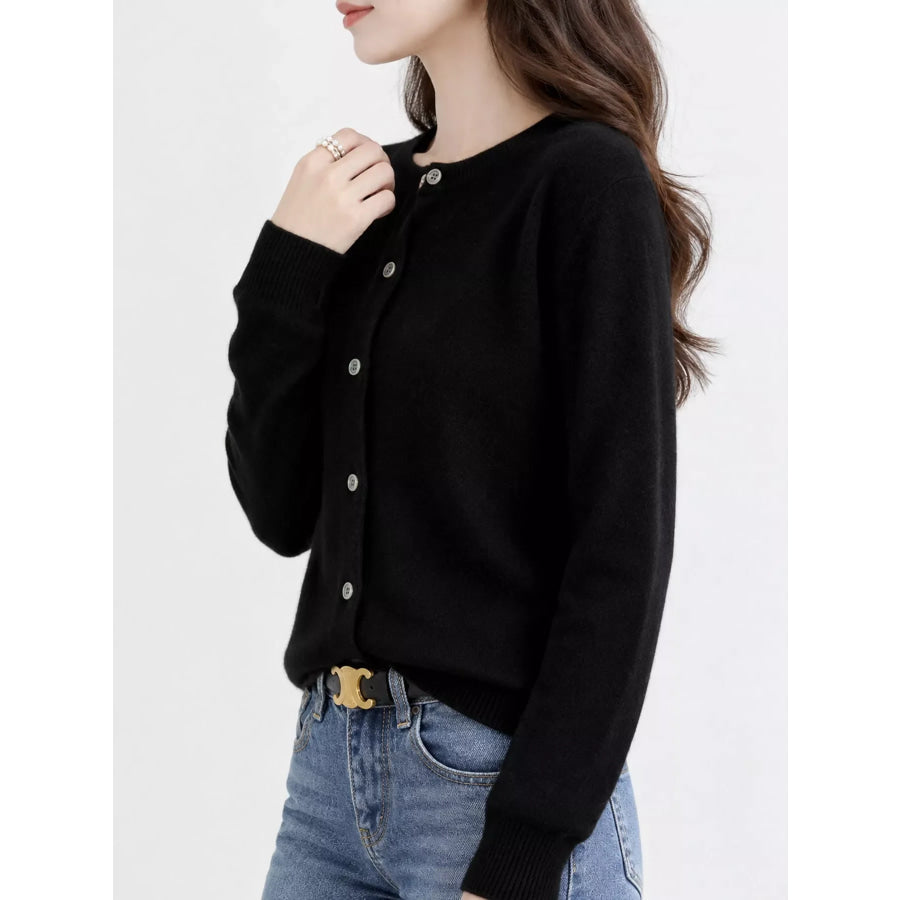 Crew Neck Button-Down Cardigan Apparel and Accessories