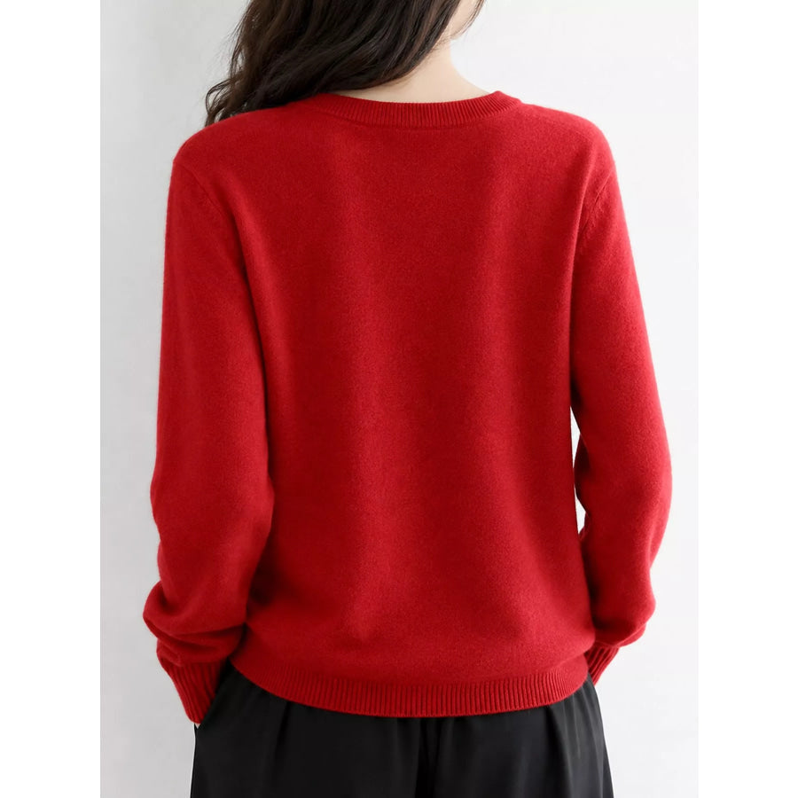 Crew Neck Button-Down Cardigan Apparel and Accessories