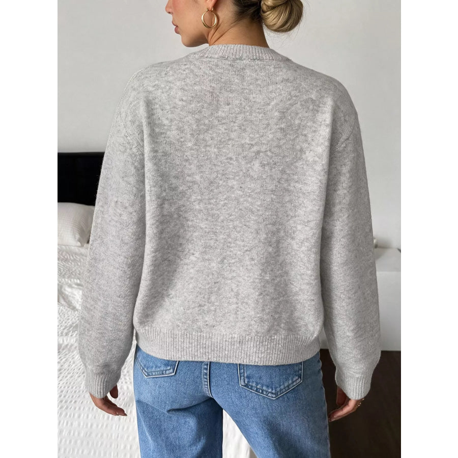 Crew Neck Button-Down Cardigan Apparel and Accessories