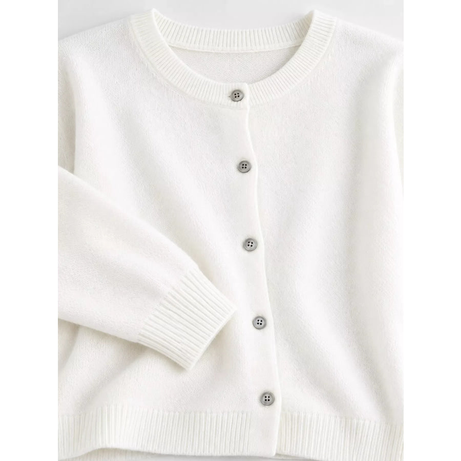Crew Neck Button-Down Cardigan Apparel and Accessories