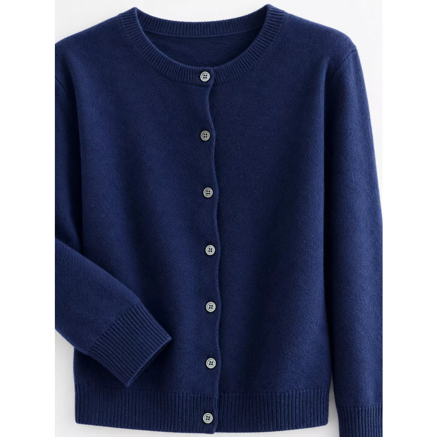 Crew Neck Button-Down Cardigan Apparel and Accessories