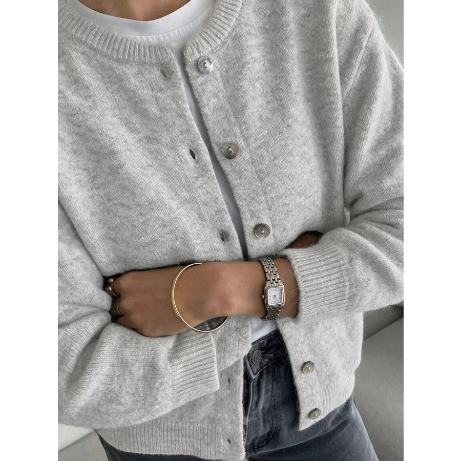 Crew Neck Button-Down Cardigan Apparel and Accessories