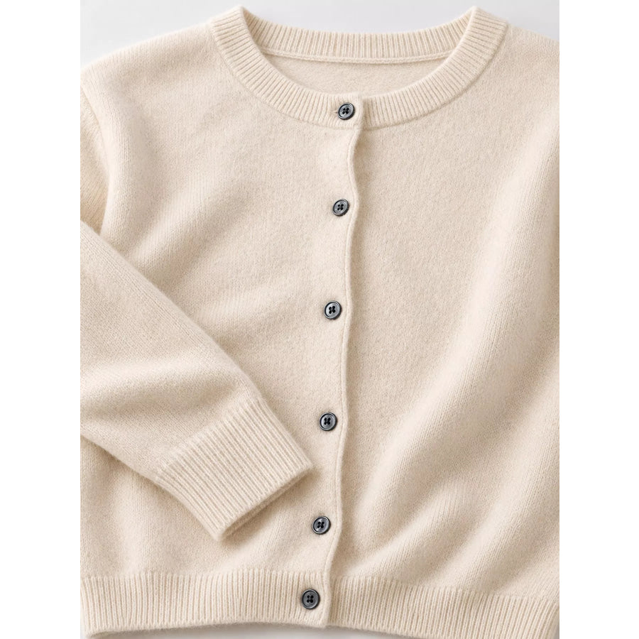 Crew Neck Button-Down Cardigan Apparel and Accessories