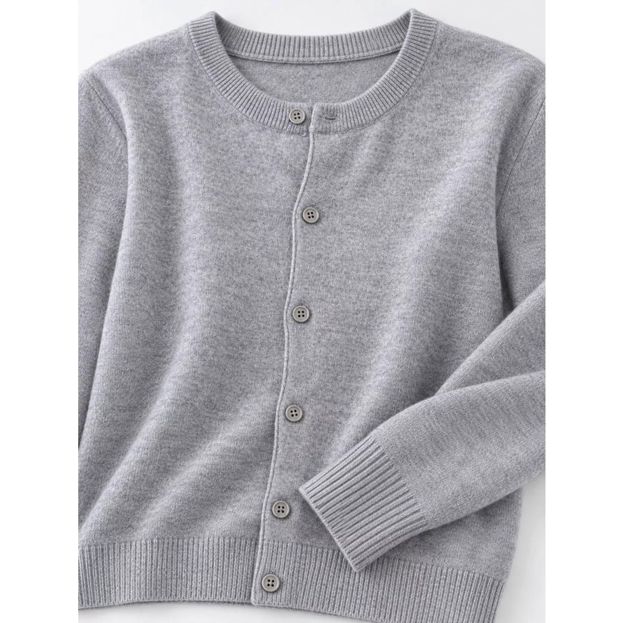 Crew Neck Button-Down Cardigan Apparel and Accessories