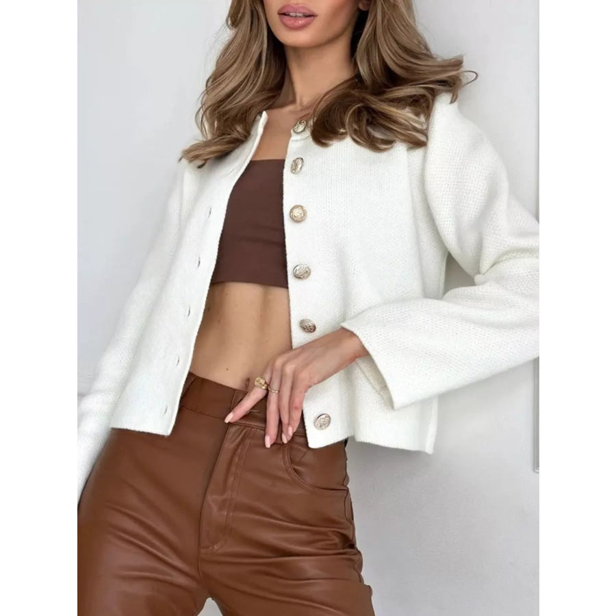 Crew-Neck Button Down Cardigan Apparel and Accessories