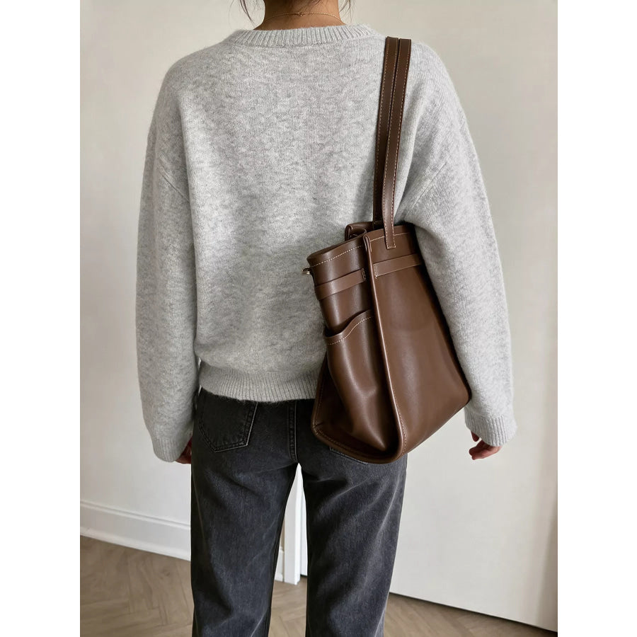 Crew Neck Button-Down Cardigan Apparel and Accessories