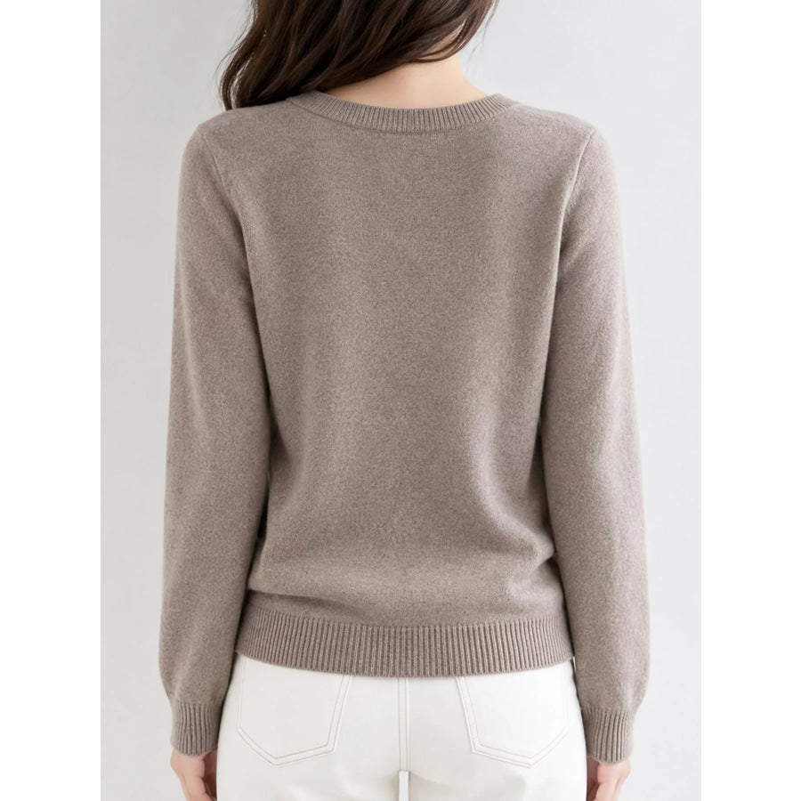 Crew Neck Button-Down Cardigan Apparel and Accessories