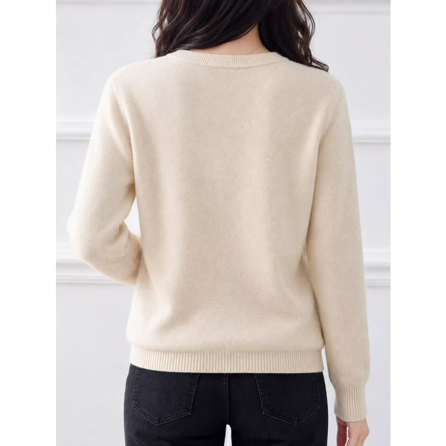 Crew Neck Button-Down Cardigan Apparel and Accessories