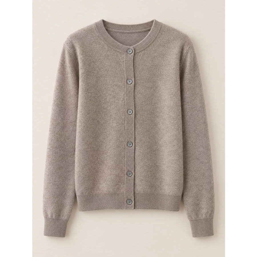 Crew Neck Button-Down Knit Cardigan Apparel and Accessories