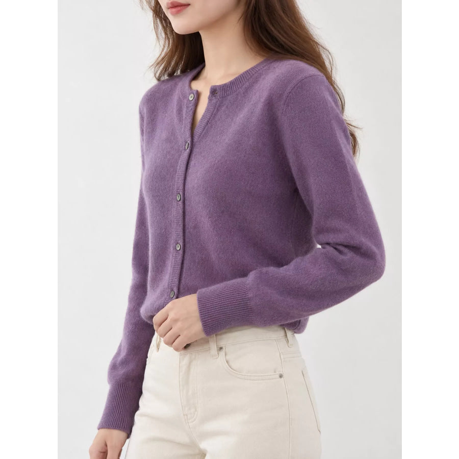 Crew Neck Button-Down Knit Cardigan Apparel and Accessories