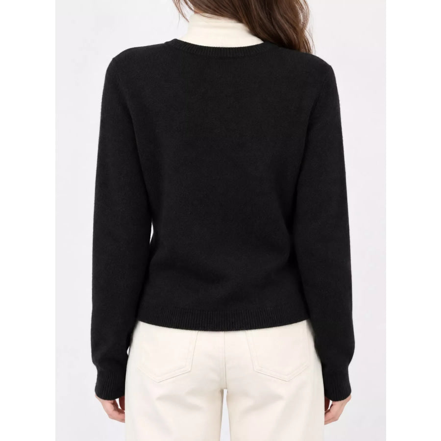 Crew Neck Button-Down Knit Cardigan Apparel and Accessories