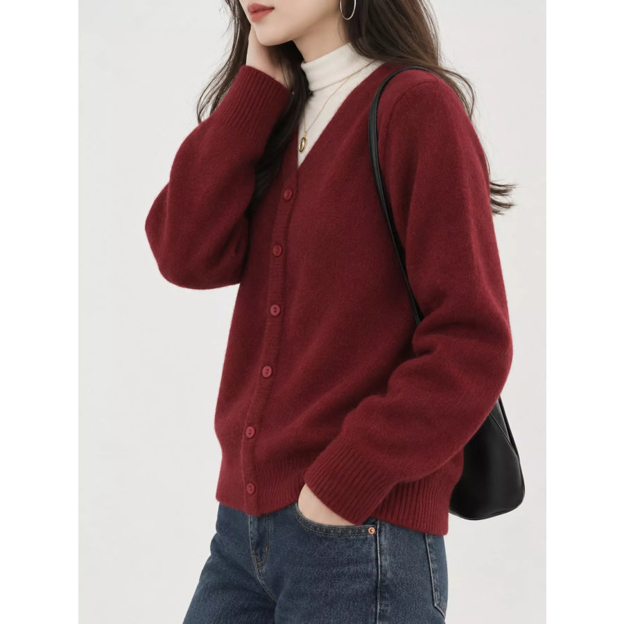 Crew Neck Button-Down Knit Cardigan Apparel and Accessories