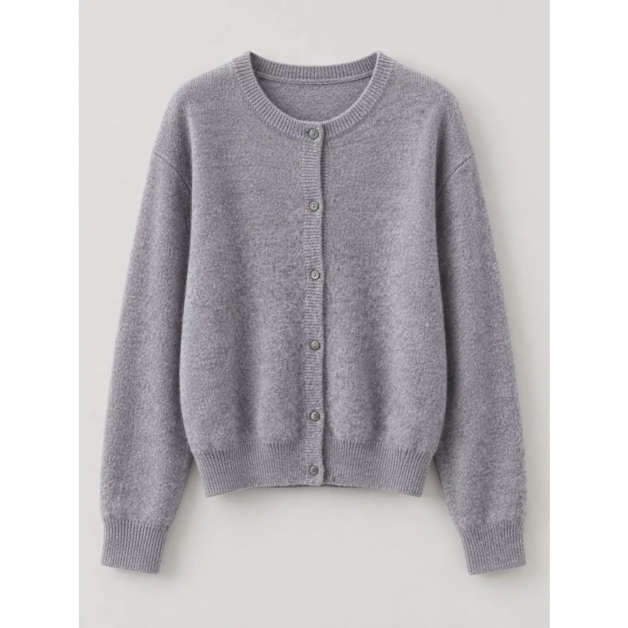 Crew Neck Button-Down Knit Cardigan Apparel and Accessories