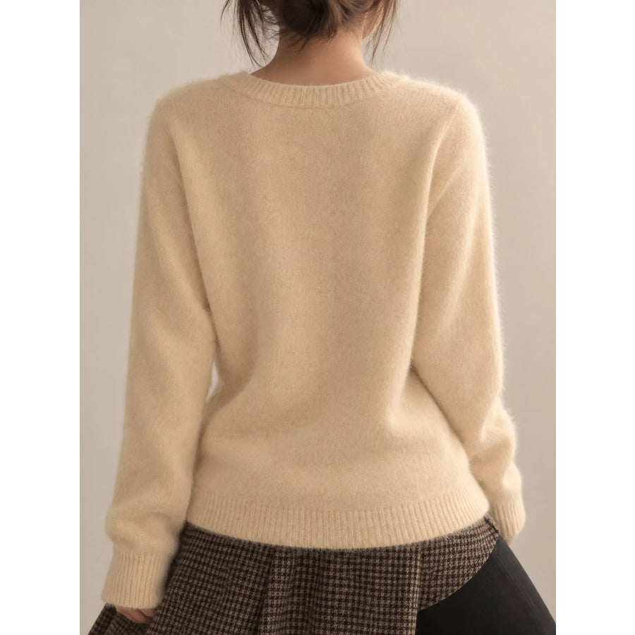 Crew Neck Button-Down Knit Cardigan Apparel and Accessories