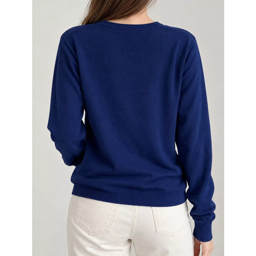 Crew Neck Button-Down Knit Cardigan Apparel and Accessories